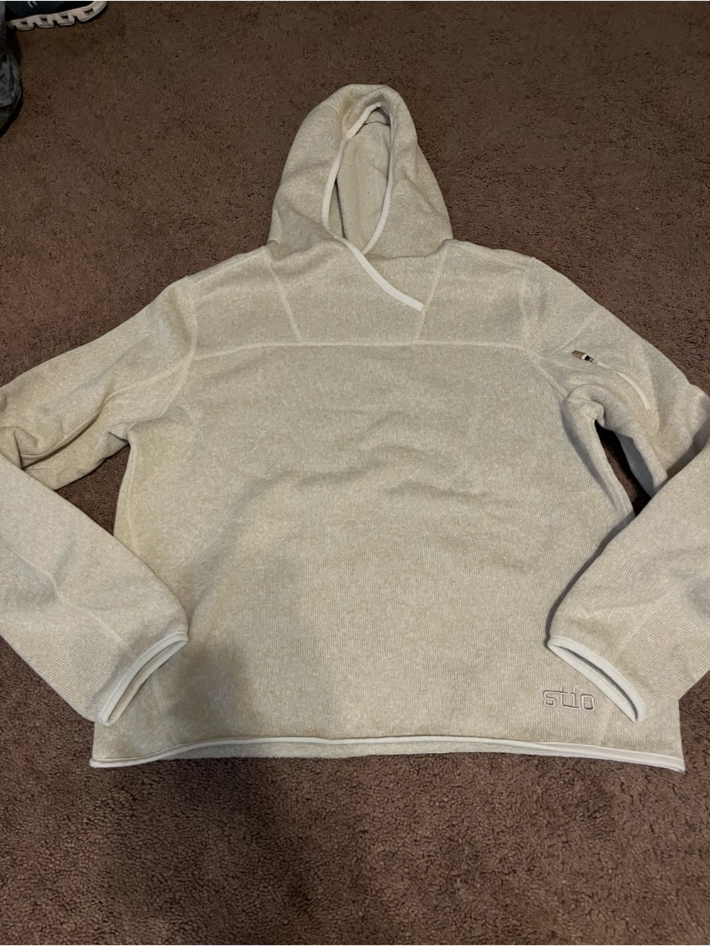 Stio Light Cream Hooded Pullover size large